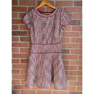 Banana Republic Sheath Dress Pink & White Tweed Dress Short Sleeve Lined Size 6